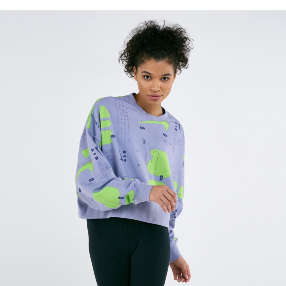 Nike, Purple/green print woman oversized batwing sweatshirt ....